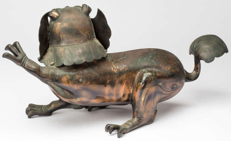 19th Century Pair of Chinese Bronze Foo Lion Censers 5