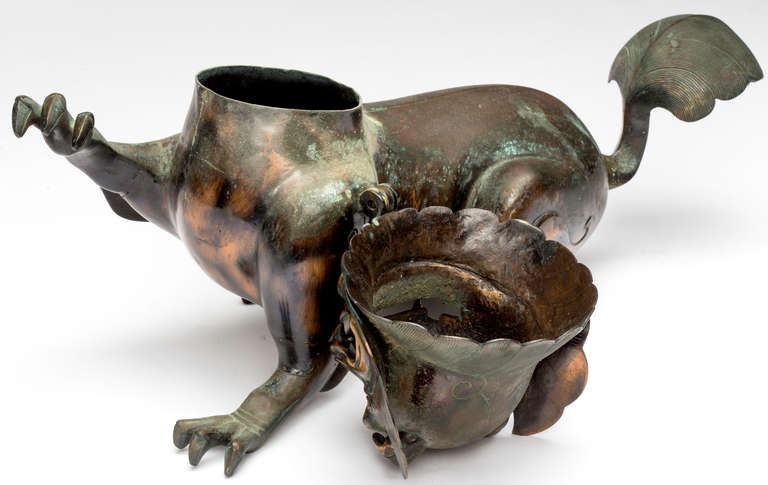 19th Century Pair of Chinese Bronze Foo Lion Censers 3