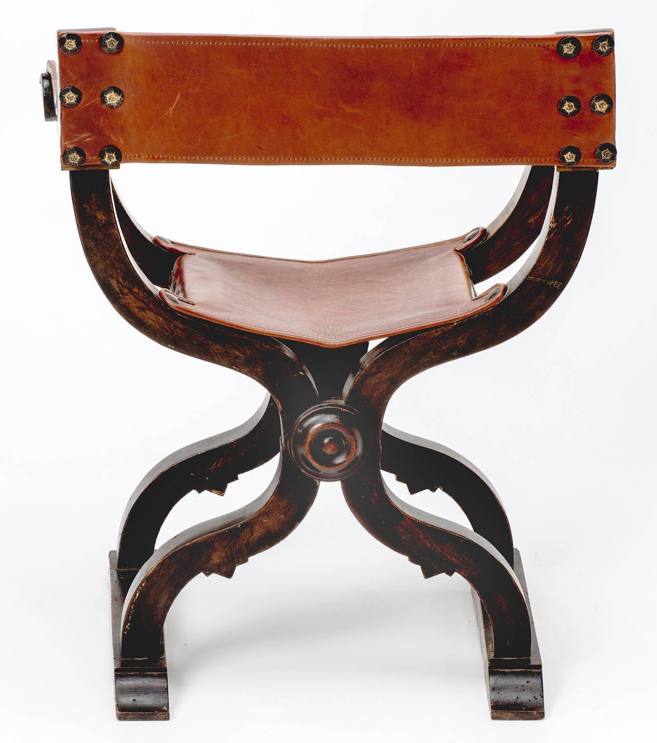 Late 19th Century Pair of Savonarola Leather Chairs