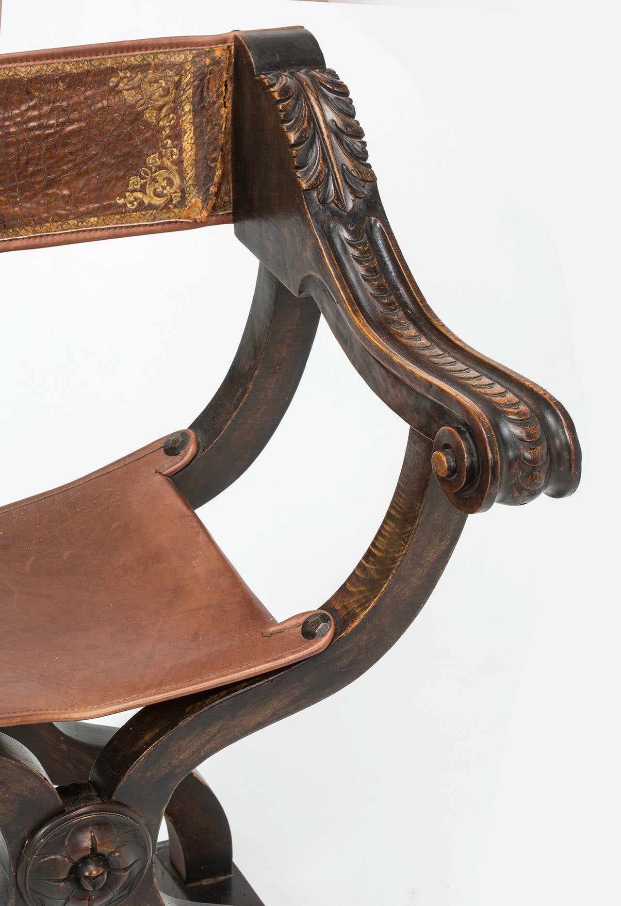 Pair of Savonarola Leather Chairs 1