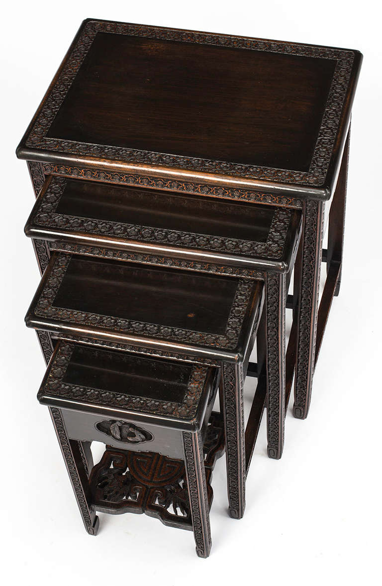 Hardwood Chinese Four Stack Nesting Tables