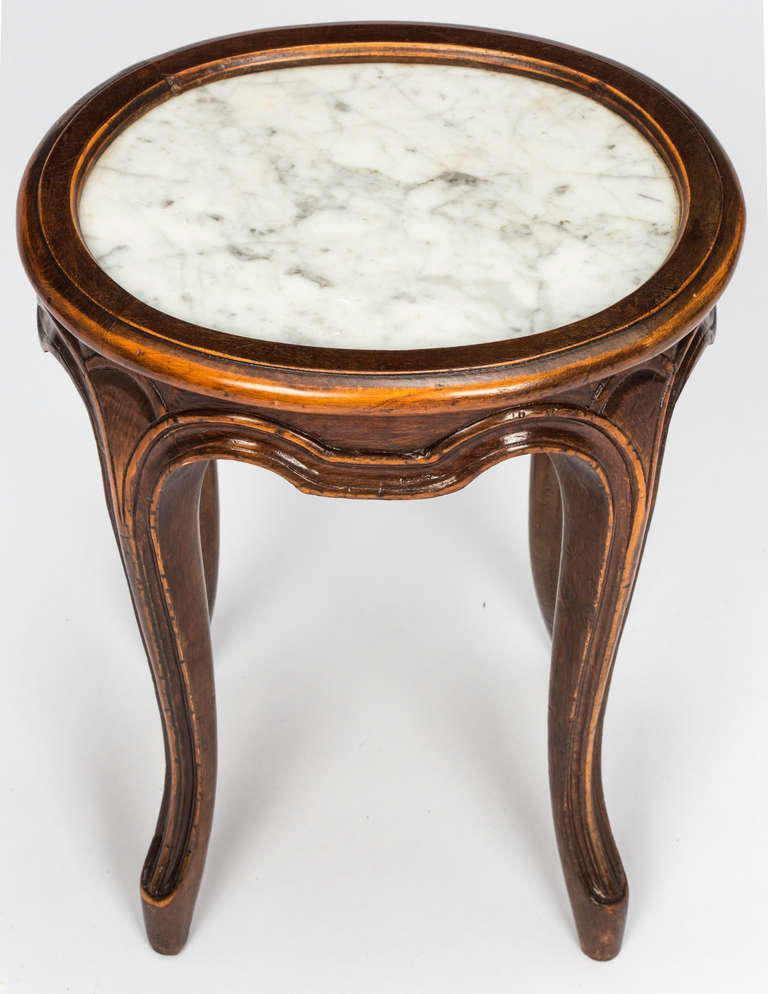 French Marble Top Walnut Cocktail Tables-Pair 3
