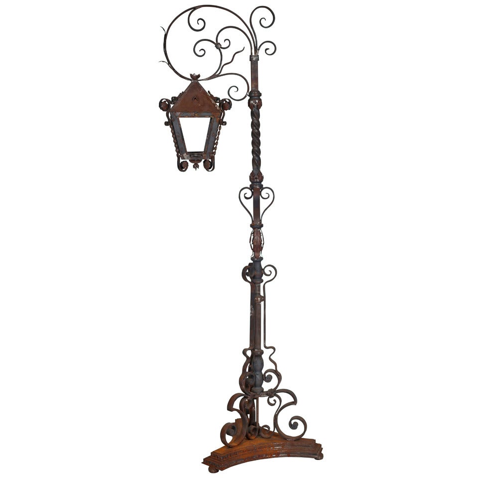 Weathered Tall Iron Lantern  Stand