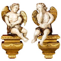18th C. Wall Mounted Cherubs, Pair