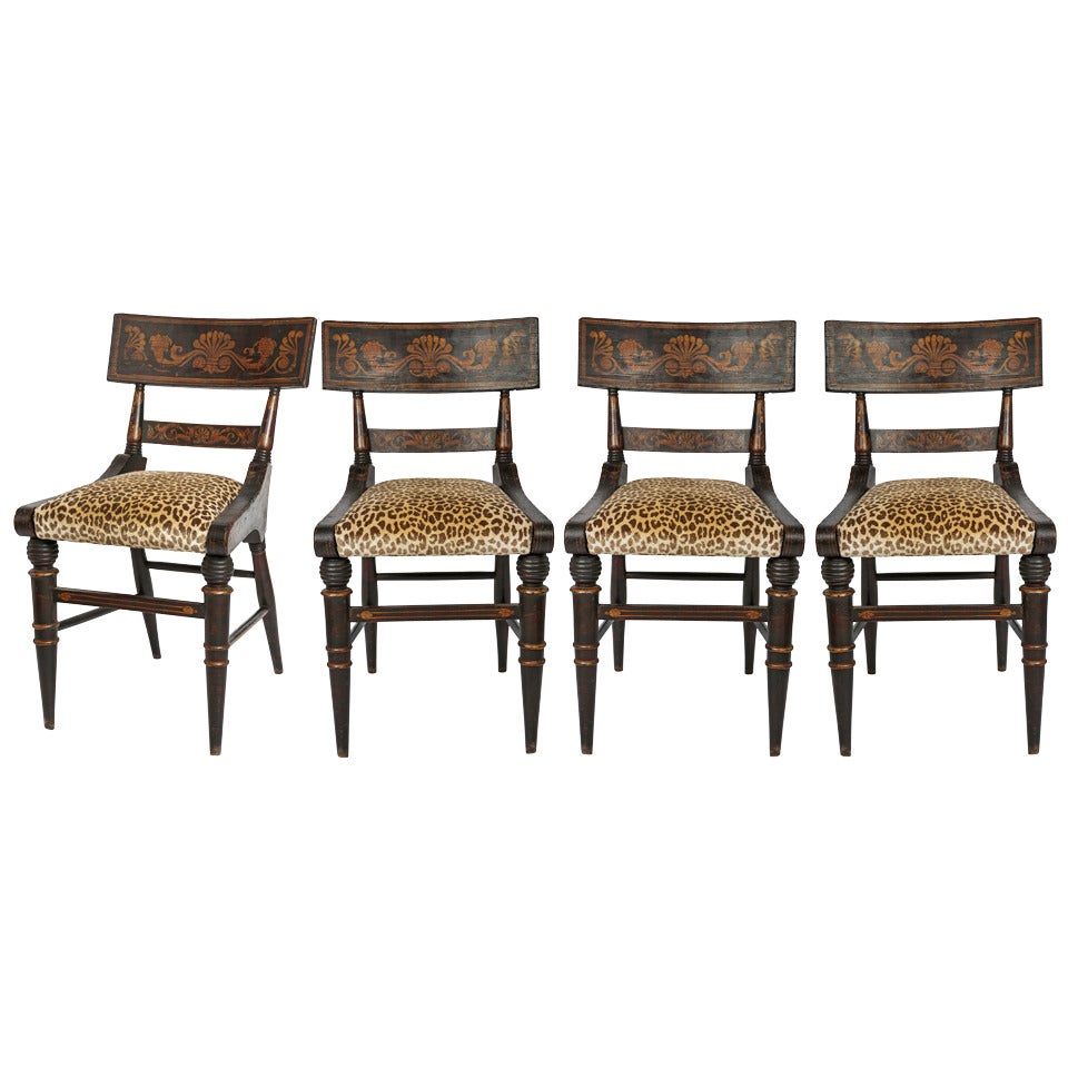 19th c. Set of 4 Federal American Chairs