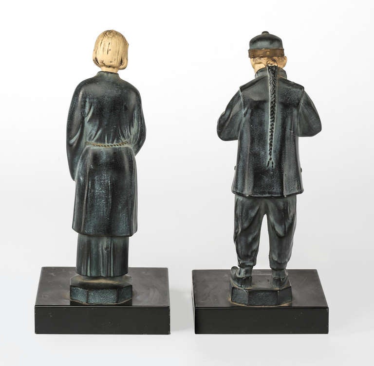 Marble Pair of Chinese Figurine Bookends