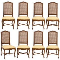 French Cane Tall High Back Dining Chairs set of 8