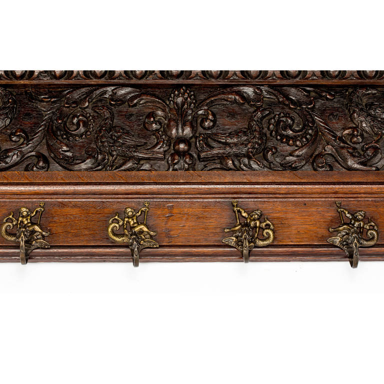 19th Century English, Carved Wall Hat and Coat Rack 3