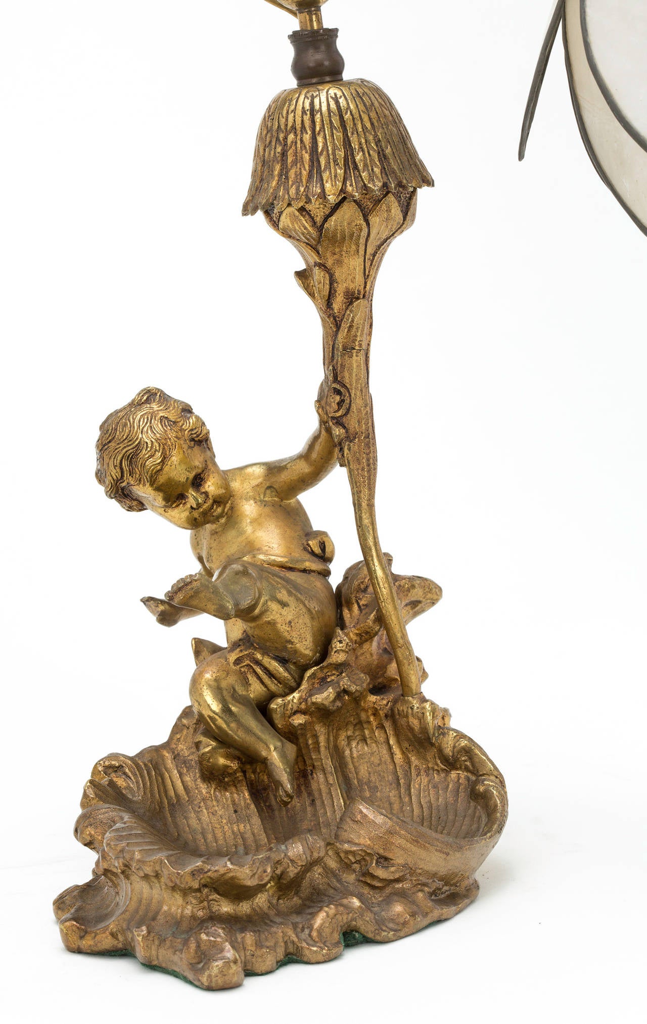 Lamp, Gilt Bronze Cherub Lamp For Sale at 1stDibs