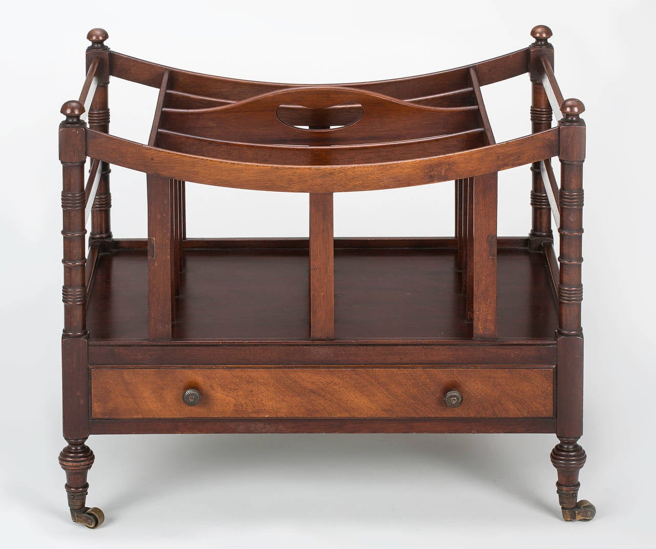English Mahogany Canterbury Magazine Rack In Excellent Condition In Summerland, CA