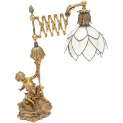 Vintage Lamp, Gilt Bronze Cherub Lamp