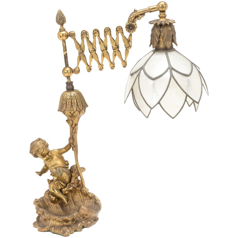 Lamp, Gilt Bronze Cherub Lamp For Sale at 1stDibs