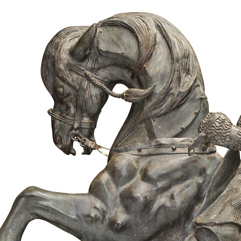 19th Century Bronze Horse and Genghis Kahn, Almost Life Size