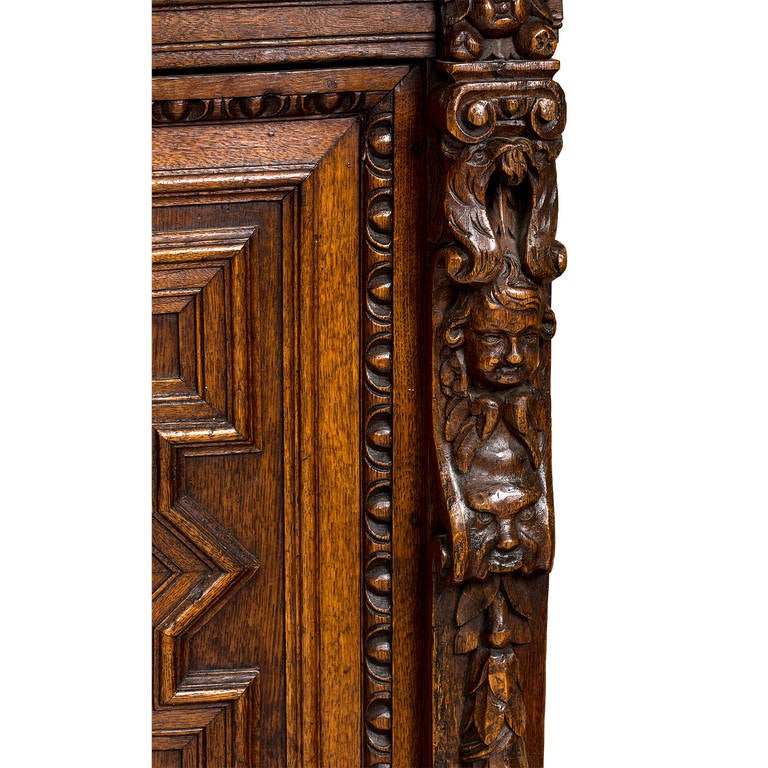 Belgian 19th Century Carved Belgium Buffet Sideboard Cabinet