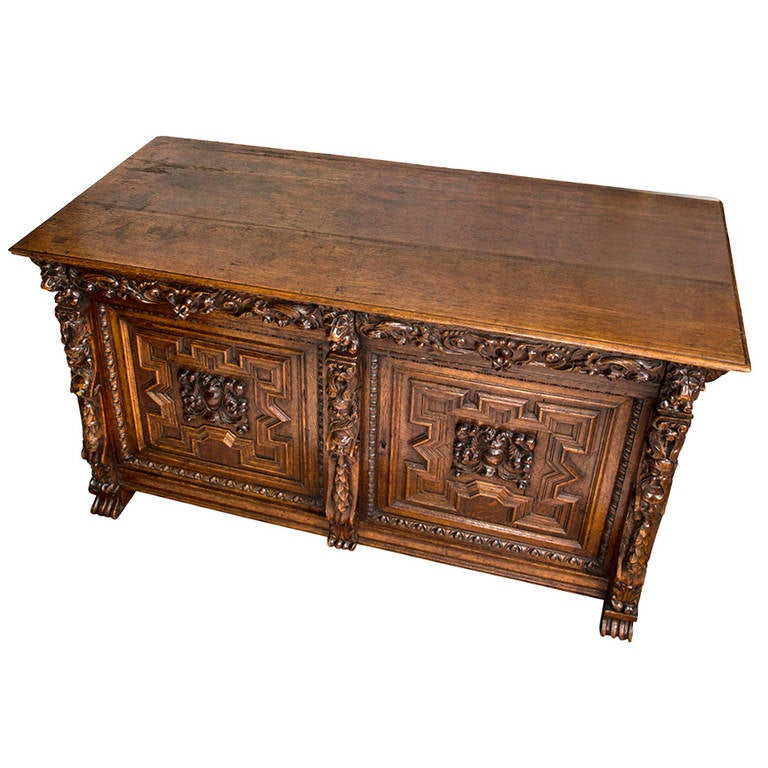 19th Century Carved Belgium Buffet Sideboard Cabinet 2