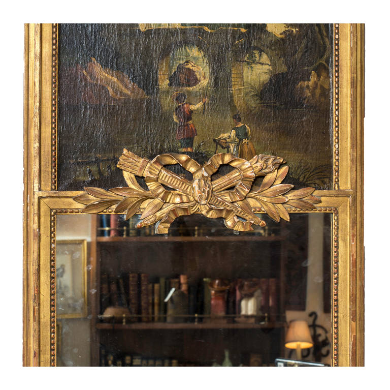 19th Century Very Vertical French Trumeau or Mirror In Excellent Condition In Summerland, CA