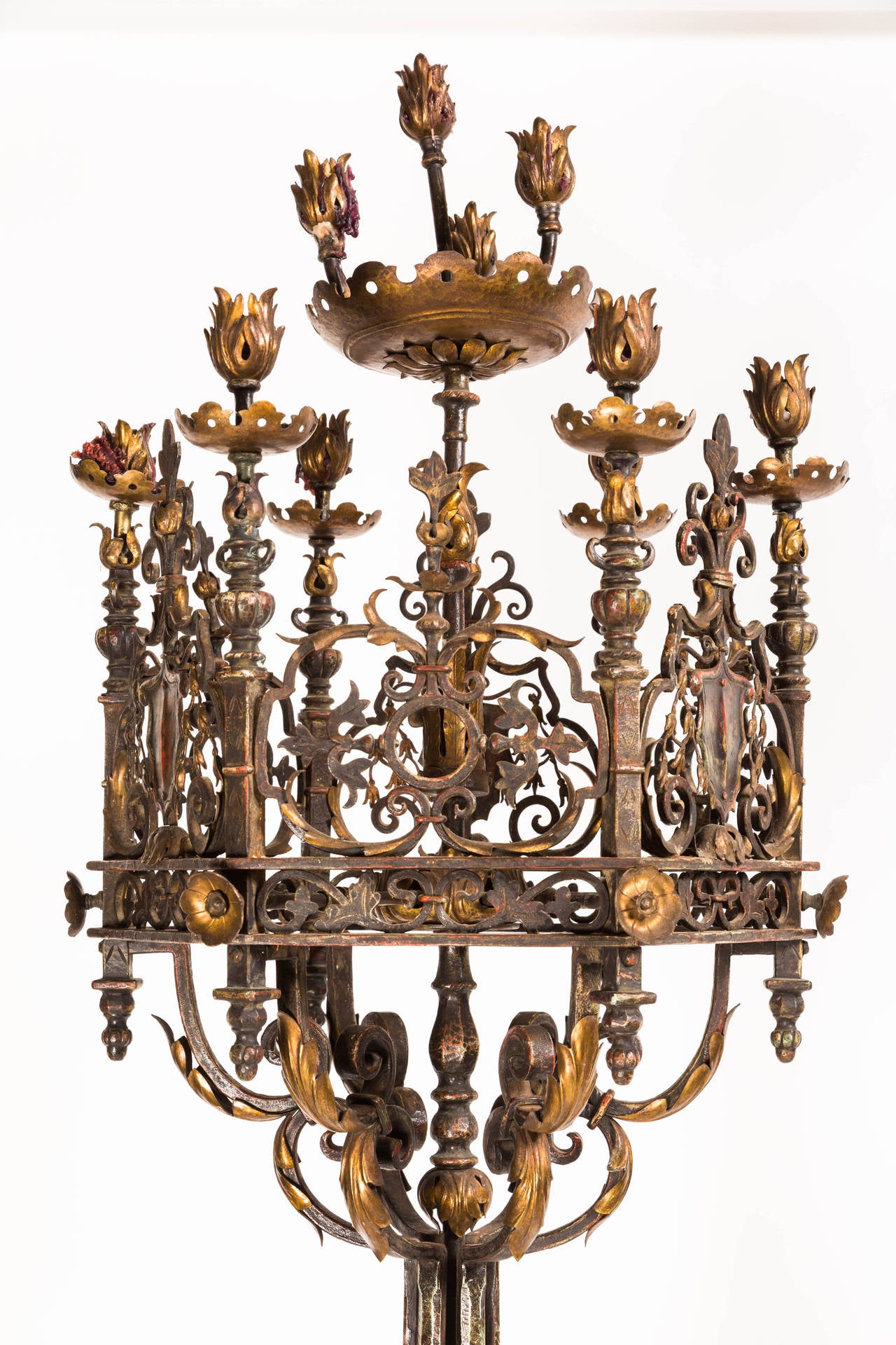Italian Candelabras,  Grand Scale Iron and  Bronze Torcheres  For Sale