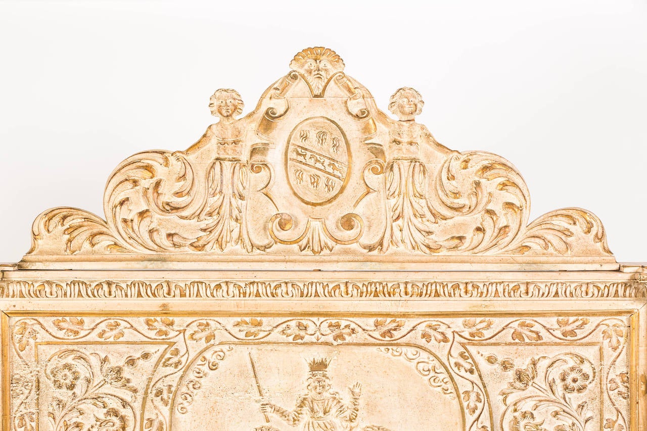 19th Century Italian Carved Panel King Headboard In Excellent Condition In Summerland, CA