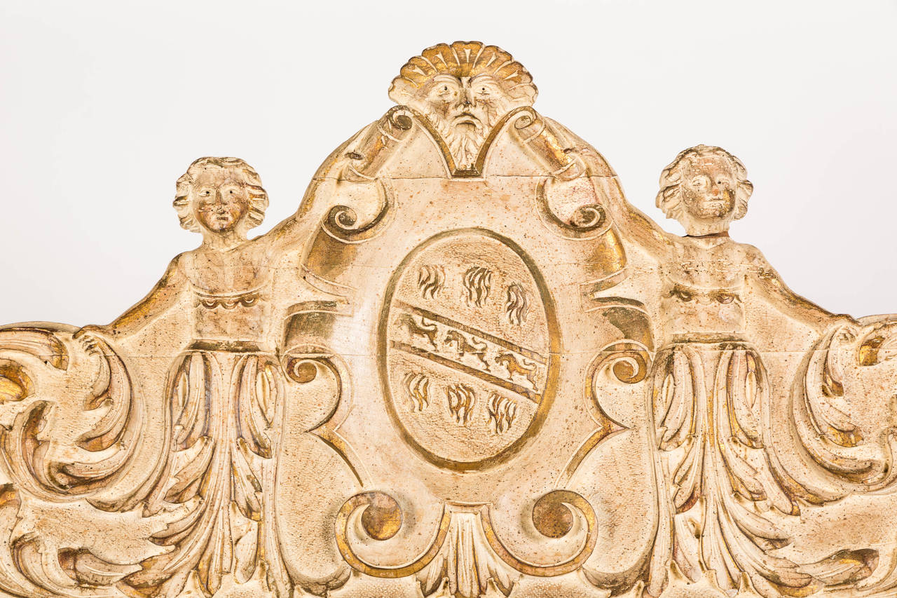 Upholstery 19th Century Italian Carved Panel King Headboard