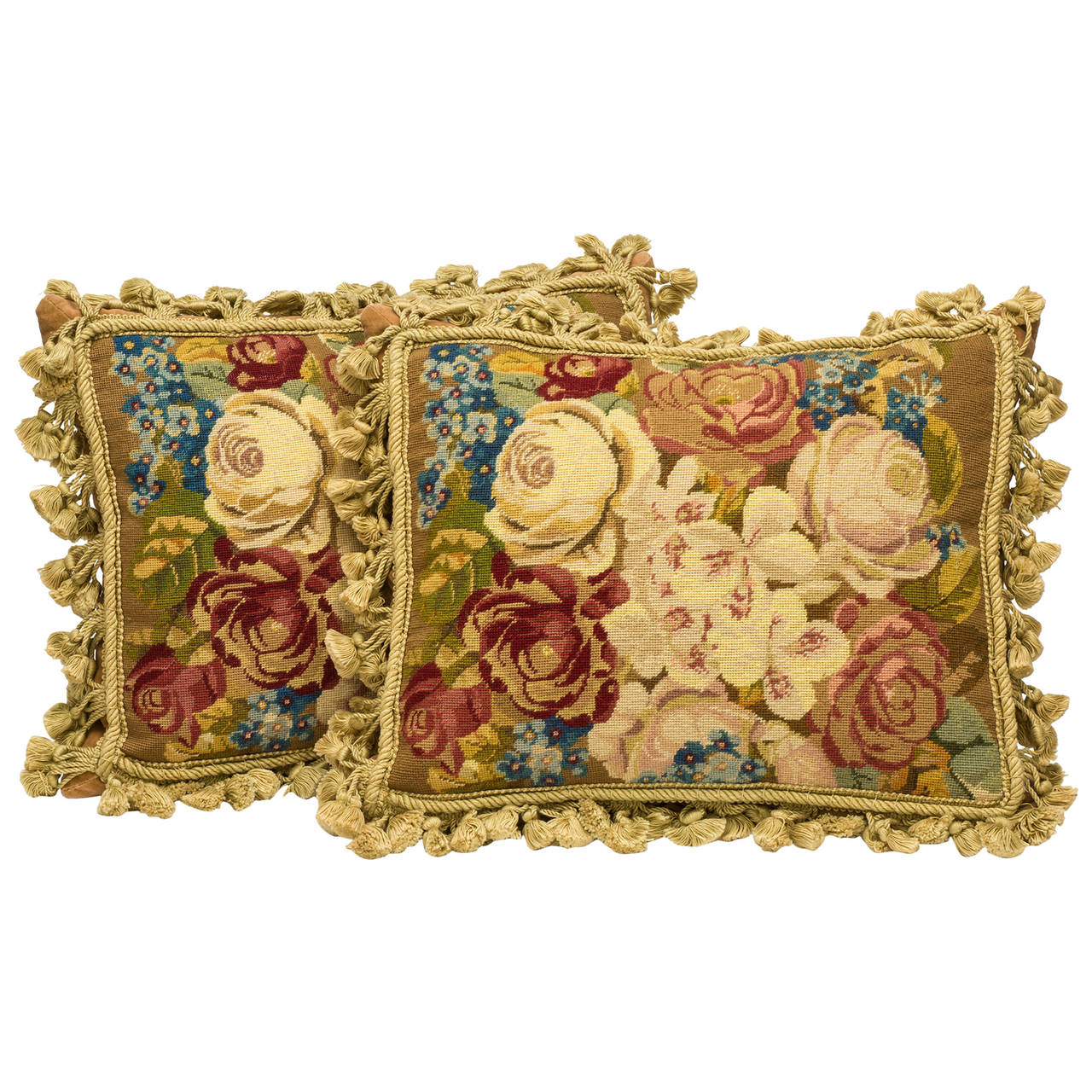 Pair of Needlepoint Pillows at 1stdibs