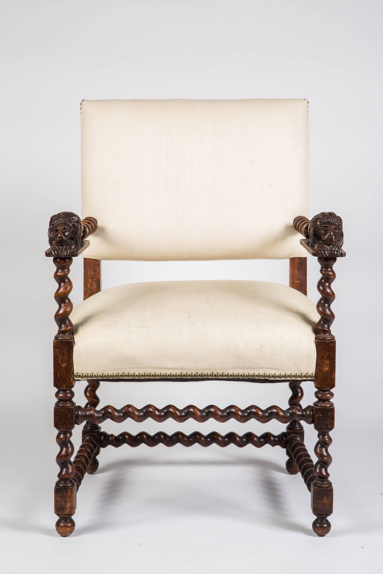 Late 19th Century Carved Lion Armchair