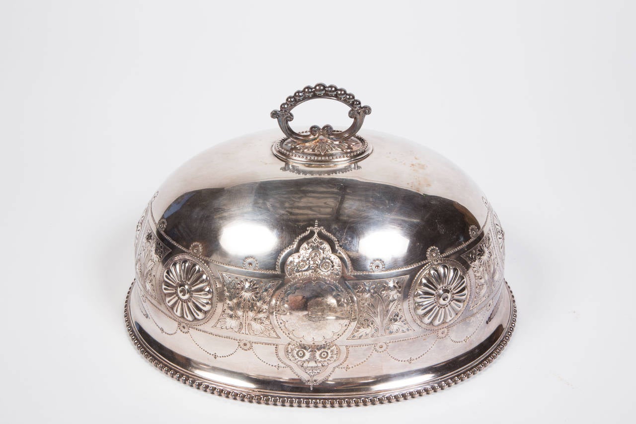 19th c. Five Piece Set Graduated Victorian Sheffield Silver Dome Covers
