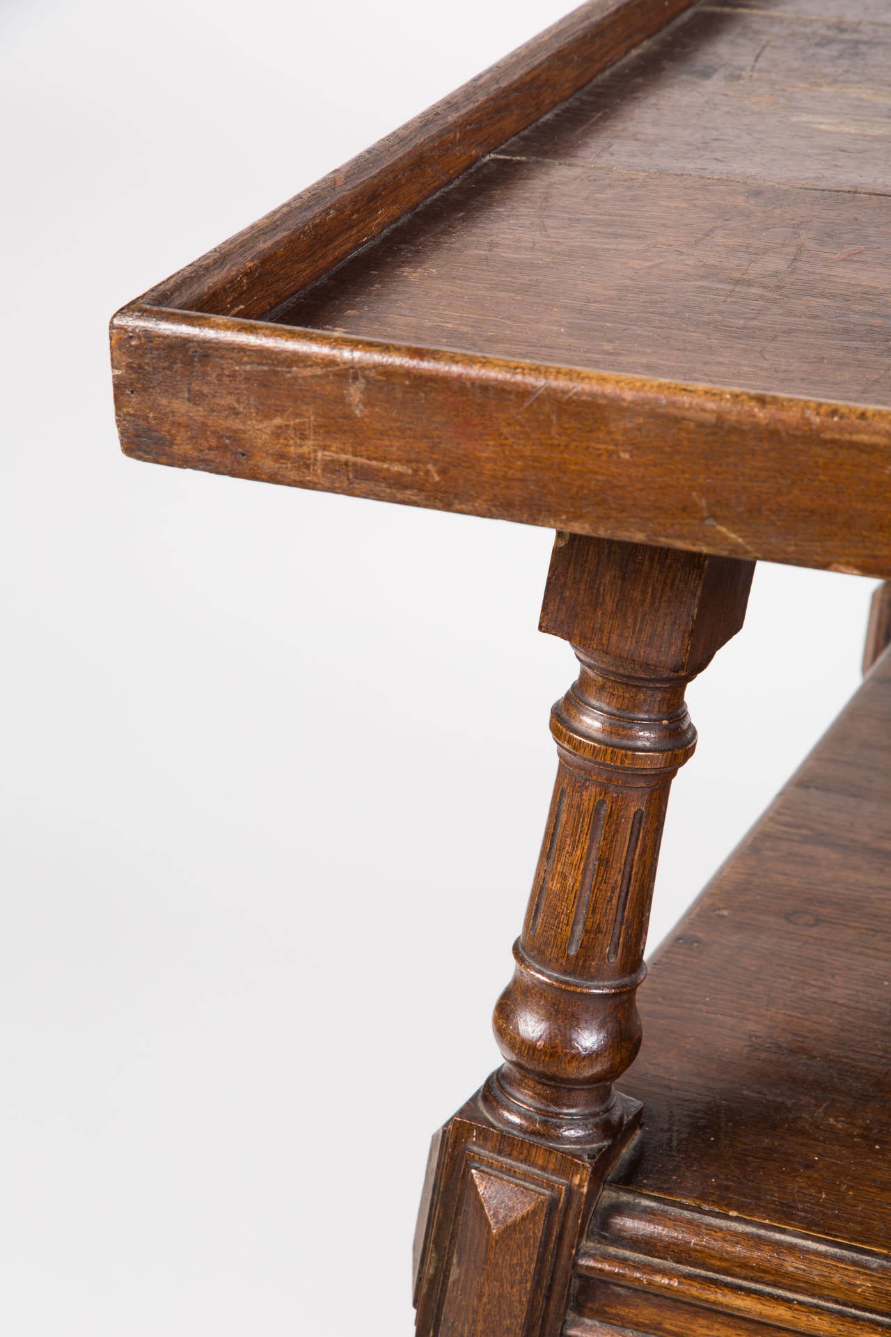 Oak Three-Tiered Square Table For Sale