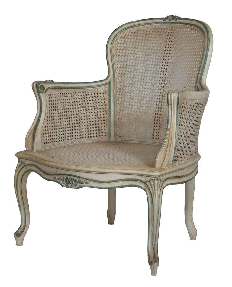 Louis XV Pair of French Cane Arm Chairs