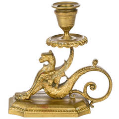 Antique Brass Griffin Candleholder