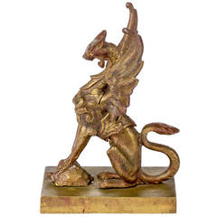 19th Century French Gilt Bronze Griffin Paperweight