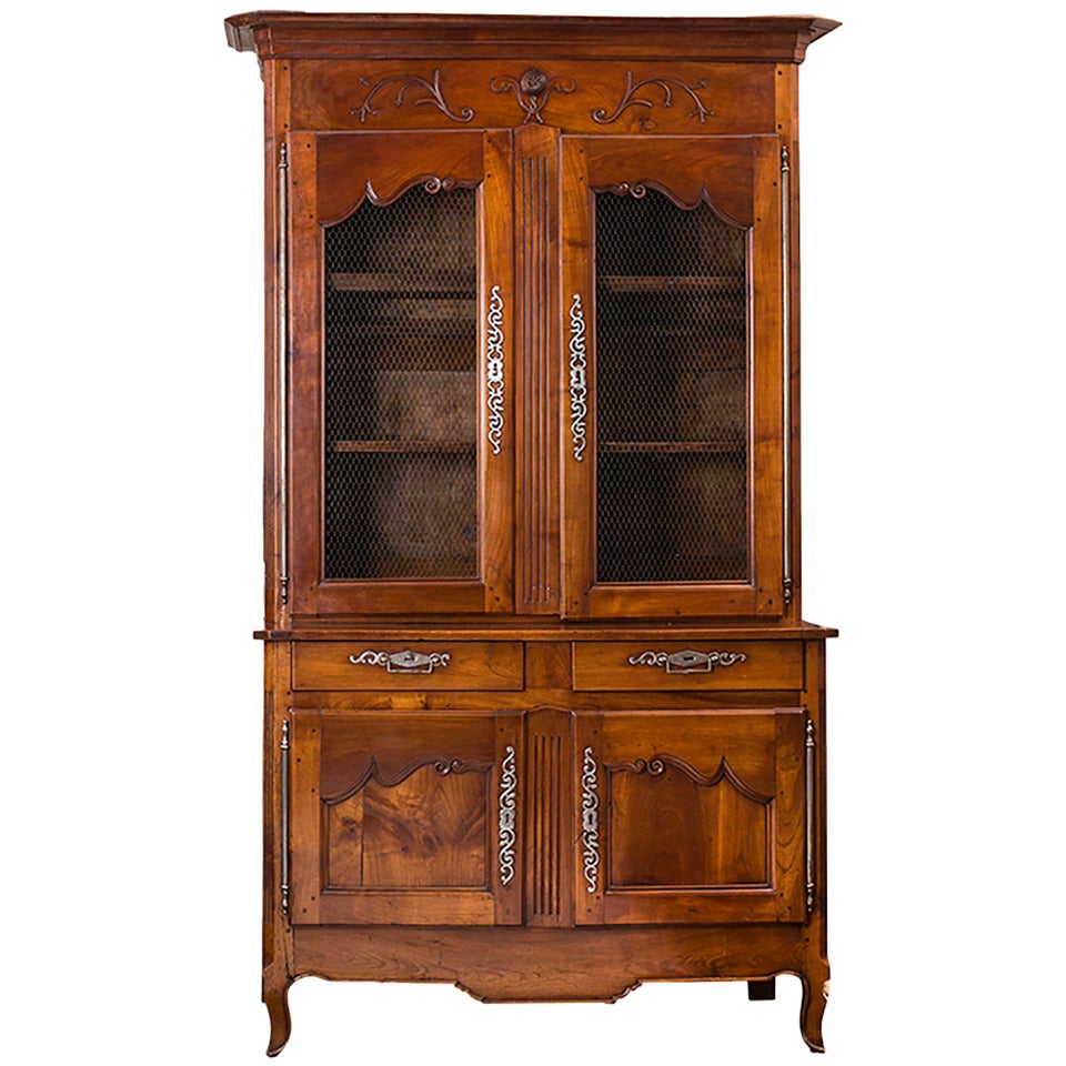 China Cabinet, 19th Century French Cherrywood   For Sale