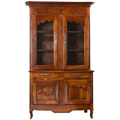 Antique China Cabinet, 19th Century French Cherrywood  