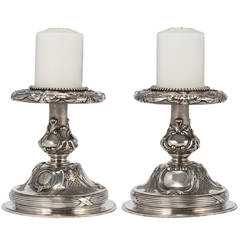 Pair of Large Scale 800 Continental Silver Candlesticks