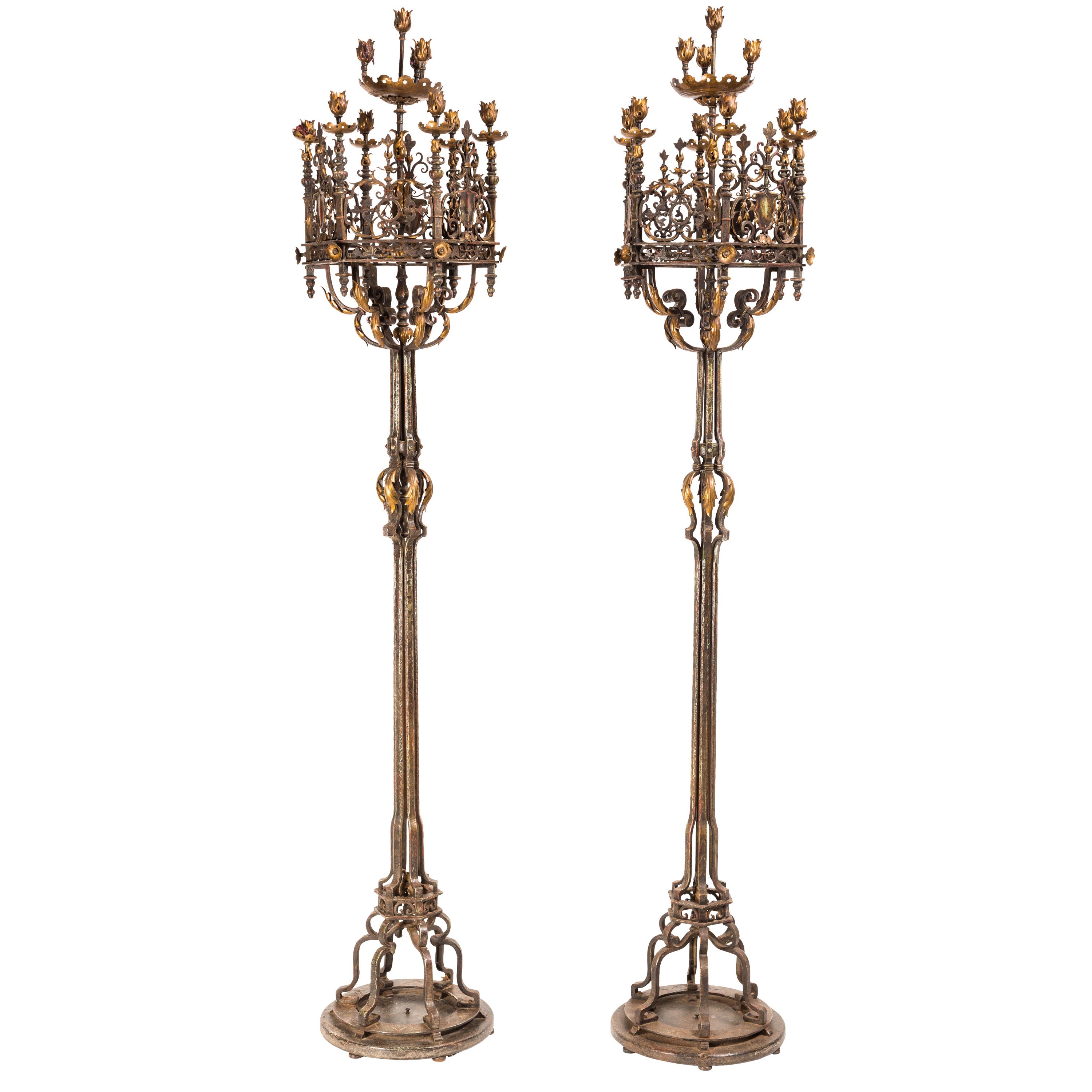 Candelabras, Grand Scale Iron and Bronze Torcheres For Sale at 1stDibs