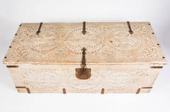 Blanket Trunk, Chest, Large Antique White Moroccan