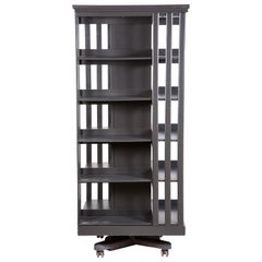 Tall Painted Gray Oak Library Stand