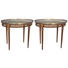 Pair of Oval Marble Top Side Tables