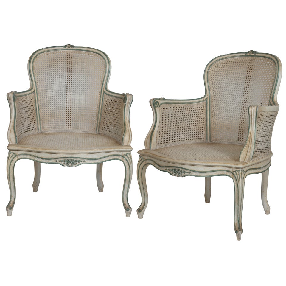 Pair of French Cane Arm Chairs