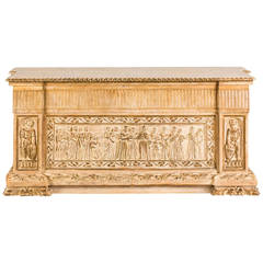 19th Century Italian Carved Panel Trunk for TV