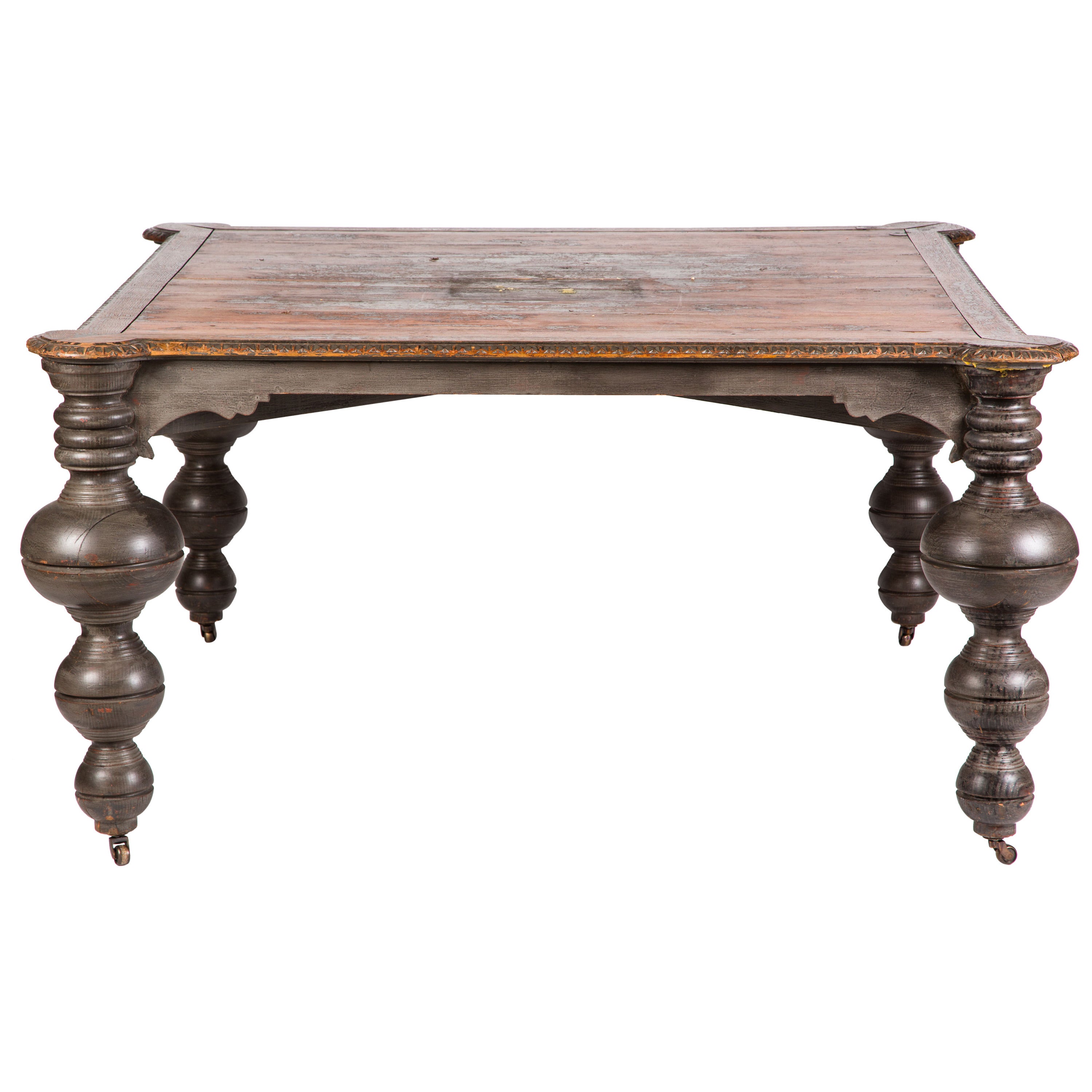 19th Century Large Square Center Table For Sale