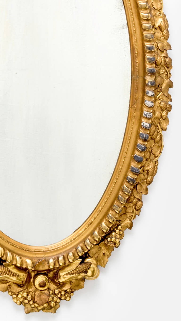 19th Century Large Scale Gilt Oval Mirrors 6