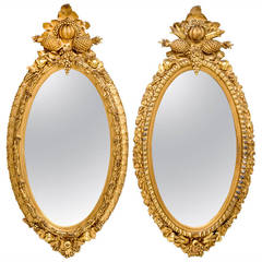 19th Century Large Scale Gilt Oval Mirrors