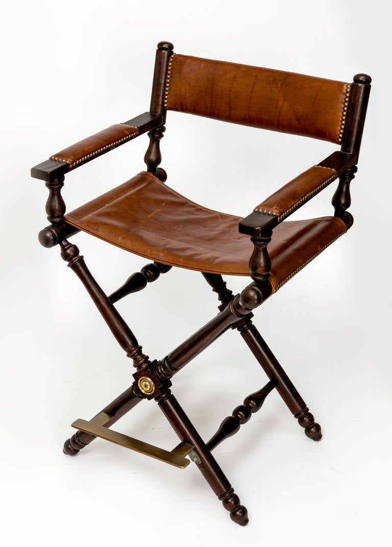 Pair of Leather Directors Chairs at 1stdibs
