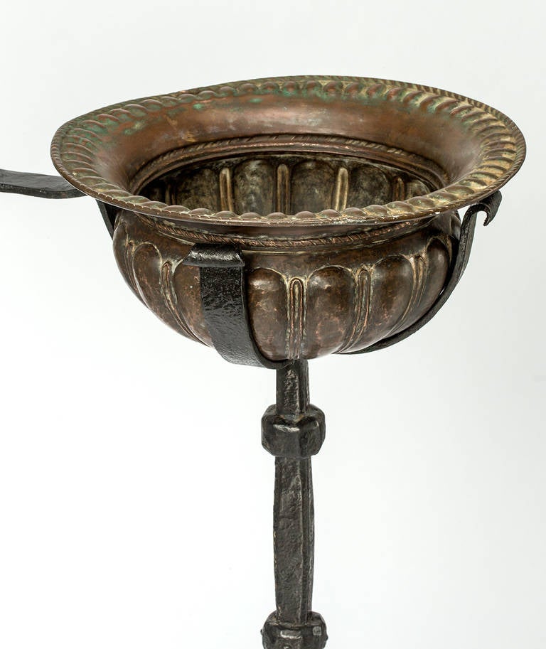 19th Century Plant stand, 19c Bronze Bowl And iron stand For Sale