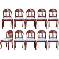19th Century Set of 10 Walnut Chairs
