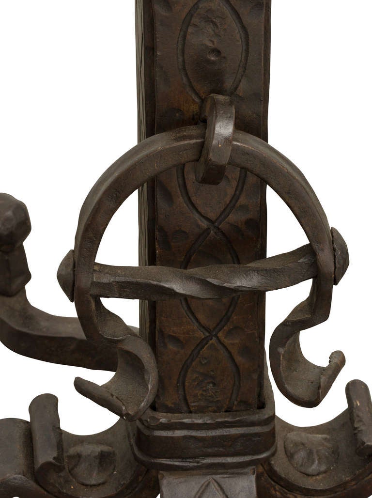 Grand Scale Antique Iron Andirons 1