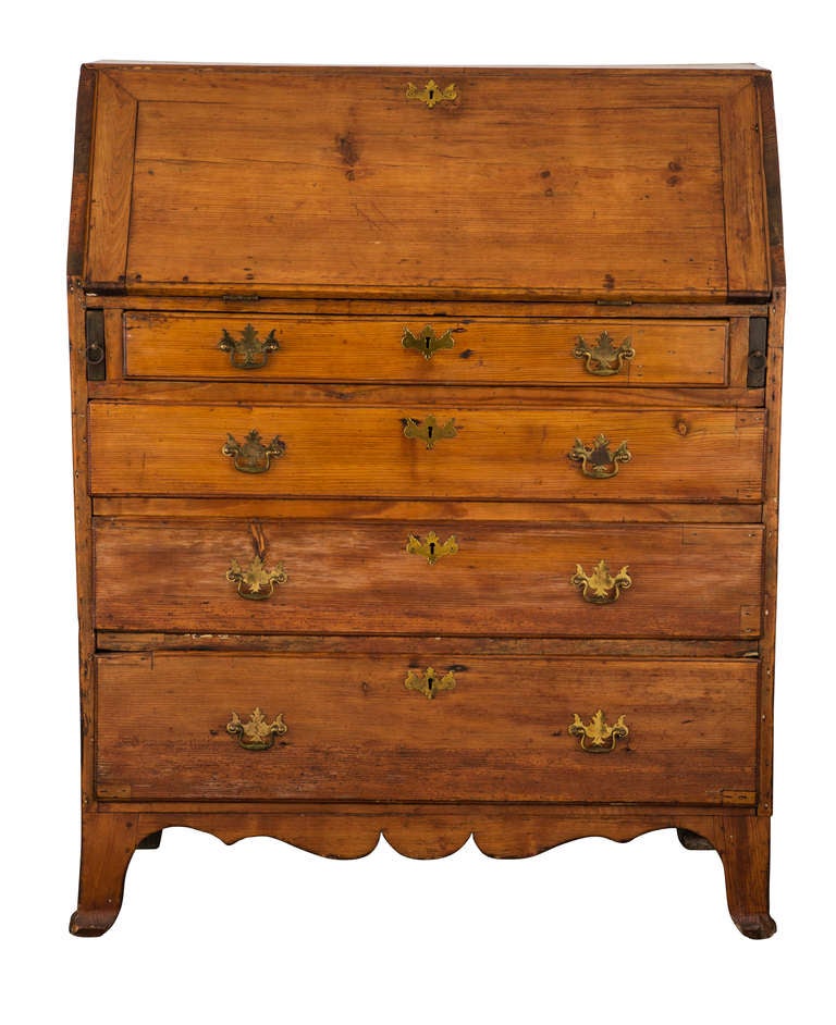 19th c. French Hand Made Pine Secretary Desk 2