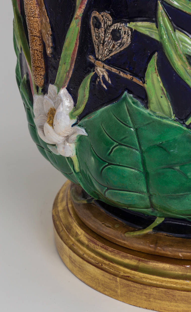 19th Century Pair of English Majolica Cachepot For Sale 7