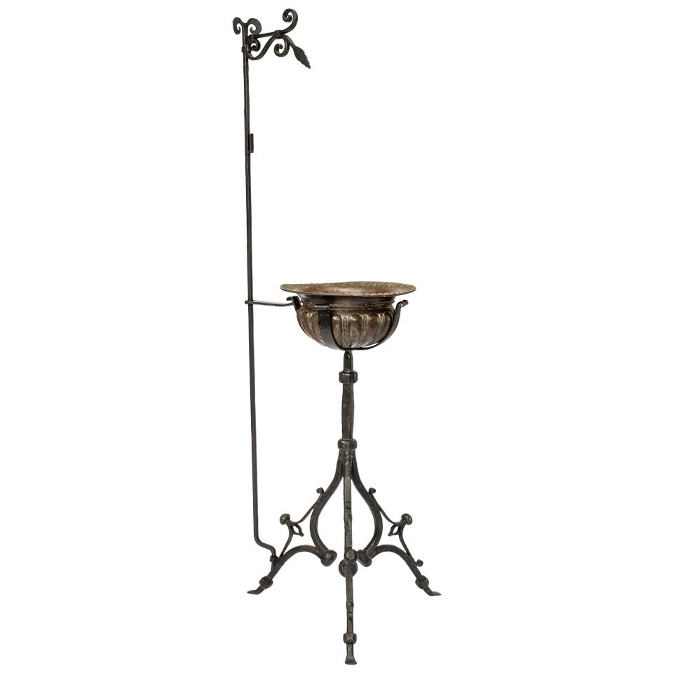 Plant stand, 19c Bronze Bowl And iron stand For Sale