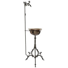 Antique Plant stand, 19c Bronze Bowl And iron stand